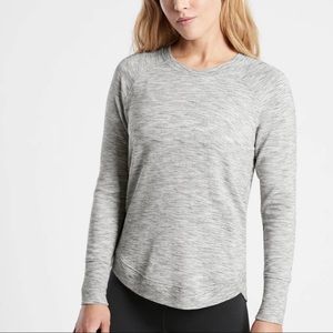 Athleta Mindset Crewneck Tulip Edge Hem Heathered Gray Sweatshirt Size XS